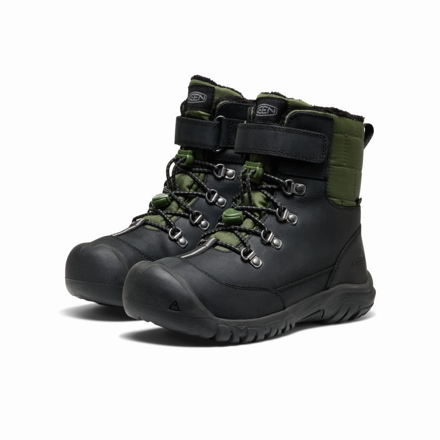 Big Kids' Kanibou Waterproof Winter Boot  |  Black/Bronze Green Easy on