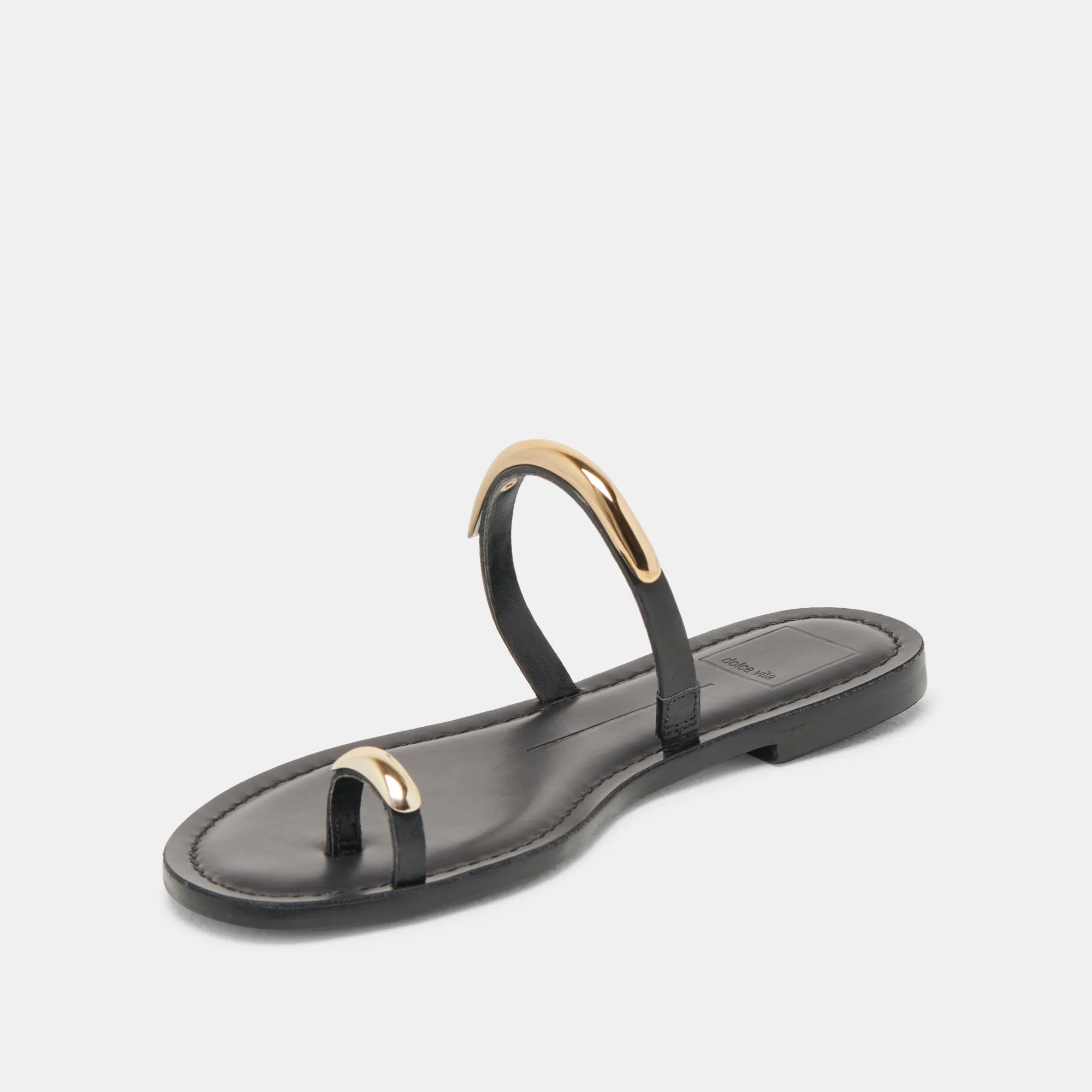 WINK WIDE SANDALS BLACK LEATHER Slim Comfort