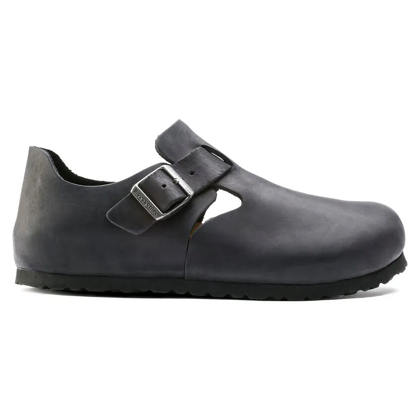 BIRKENSTOCK LONDON CLASSIC FOOTBED SHOE - BLACK OILED LEATHER Feather Light Weather Resistant User Reinforced Form Adventure Journey