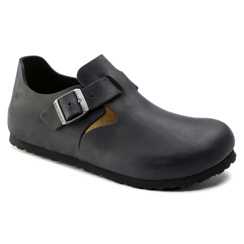 Soldier BIRKENSTOCK LONDON CLASSIC FOOTBED SHOE - BLACK OILED LEATHER