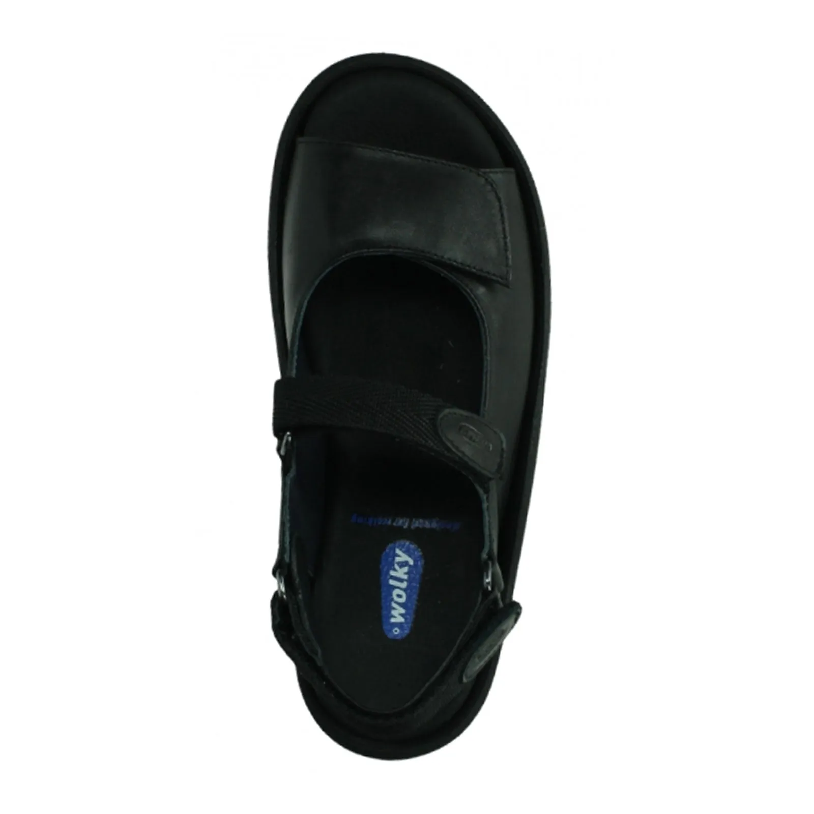 Wolky Jewel Backstrap Sandal (Women) - Black Leather Space Saving Arch Support Technology