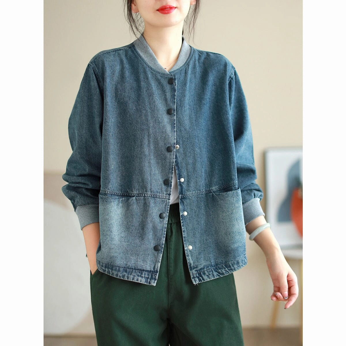 Waterproof Technology MultiAngleVentilation Women Autumn Casual Retro Loose Denim Jacket