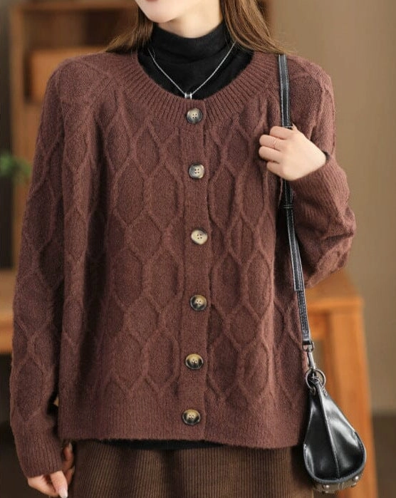 Effortless Travel Wear Women Autumn Winter Casual Loose Knitted Cardigan