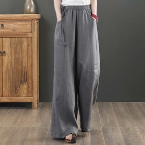 Comfortable Inside Catch Resistant Women Casual Cotton Linen Loose Elastic Waist Pants