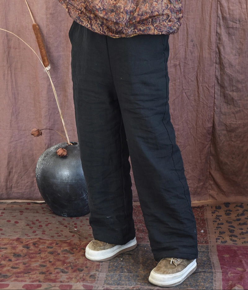 quick dry Soft Touch Women Casual Quilted Straight-Leg Padded Warm Linen Pants