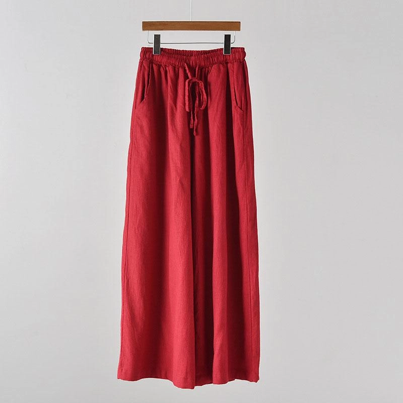 Fresh Fabric Effortless Care Women Cotton Linen Wide Leg Pants