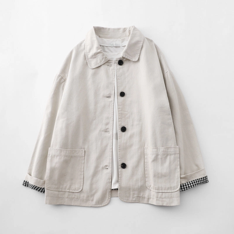 No Static Mid Length Women Cotton Solid Color Short Single Breasted Slim Fit Jacket