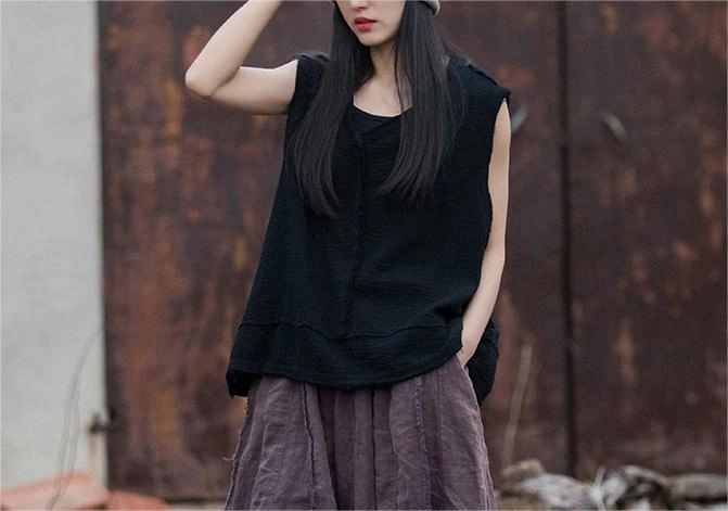 Style Staple CompactFoldable Women Double-Layer Soft Cotton Linen Vests