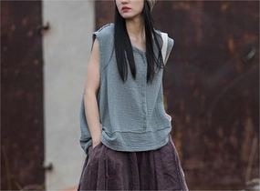 Women Double-Layer Soft Cotton Linen Vests Casual Feel