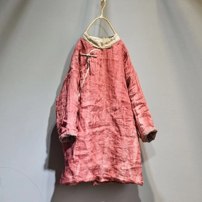 Cuffs Adjust Women Retro Warm Mid- Length Padded Linen Coat