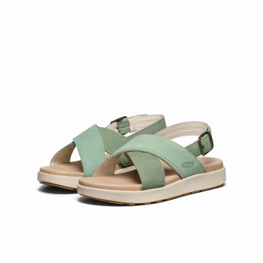 Running Relaxing Shoes Women's Elle Luxe Cross Strap Sandal  |  Granite Green/Granite Green