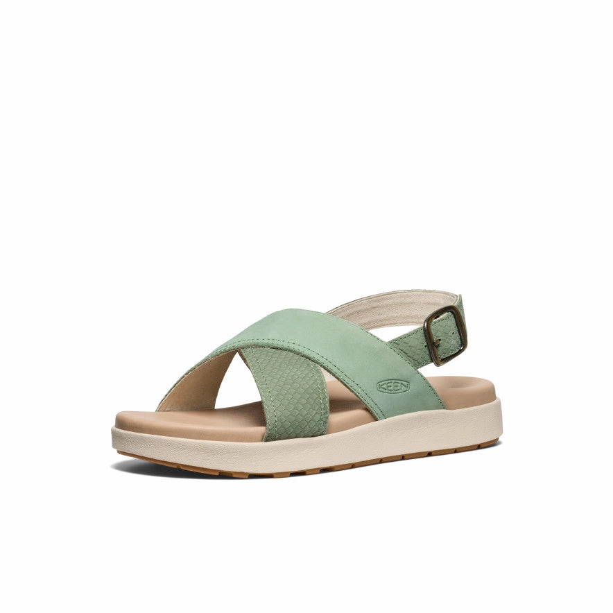 Impact Dispersing Structure Sandal Accessories Women's Elle Luxe Cross Strap Sandal  |  Granite Green/Granite Green