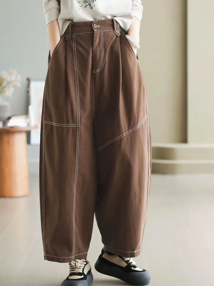 Women Spring Casual Trendy Seamline Loose Cotton Harem Pants Total Comfort