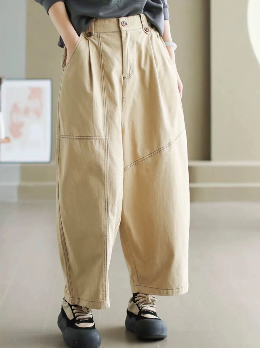 Vibrant color snag resistant Women Spring Casual Trendy Seamline Loose Cotton Harem Pants
