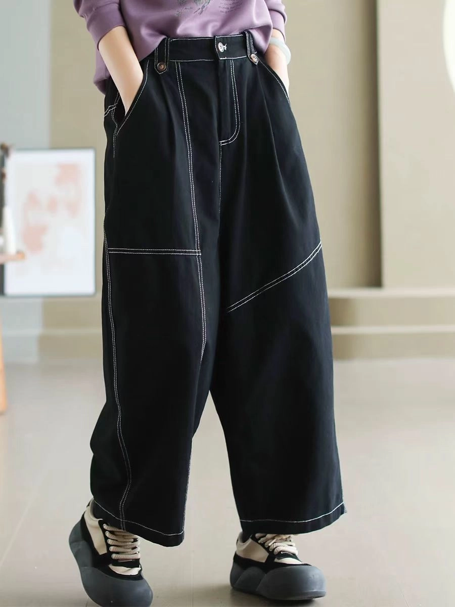 Women Spring Casual Trendy Seamline Loose Cotton Harem Pants Durable Build