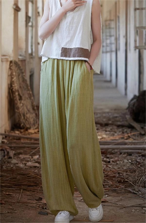 Women Summer Linen Casual Pants Comfortable Edge