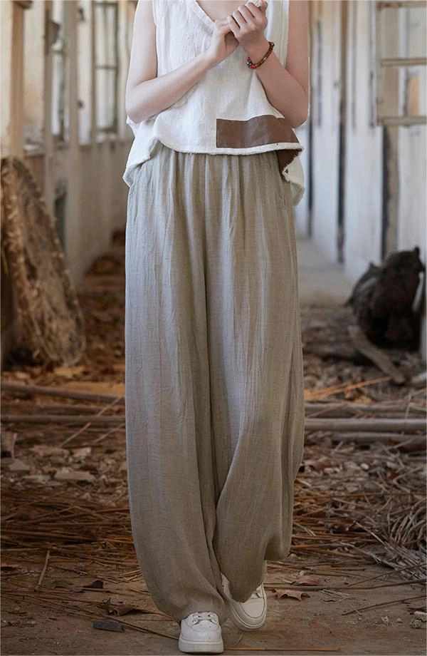 All-Day Wear Shrink resistant Women Summer Linen Casual Pants