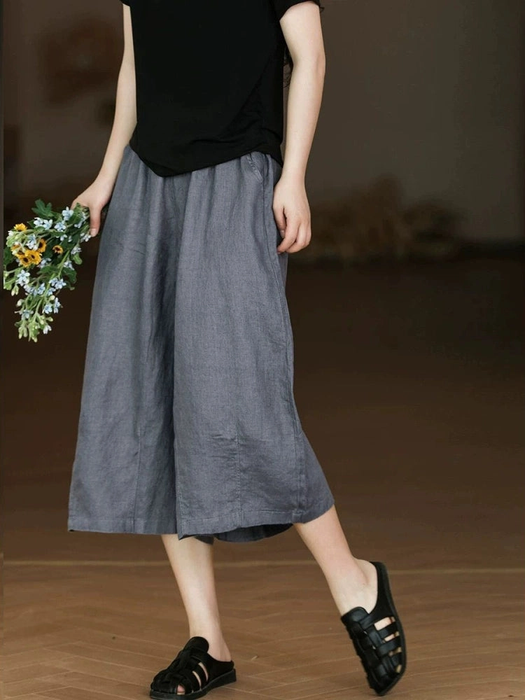 Women Summer Linen Comfortable Loose Pants With Pocket No Tag