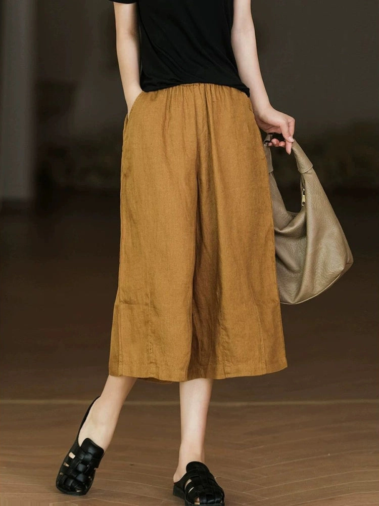 Women Summer Linen Comfortable Loose Pants With Pocket Flawless Fit Adaptable Fabric