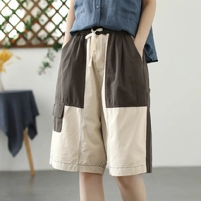 Women Summer Loose Patchwork Cotton Shorts Flexible Fit Unhindered Movement
