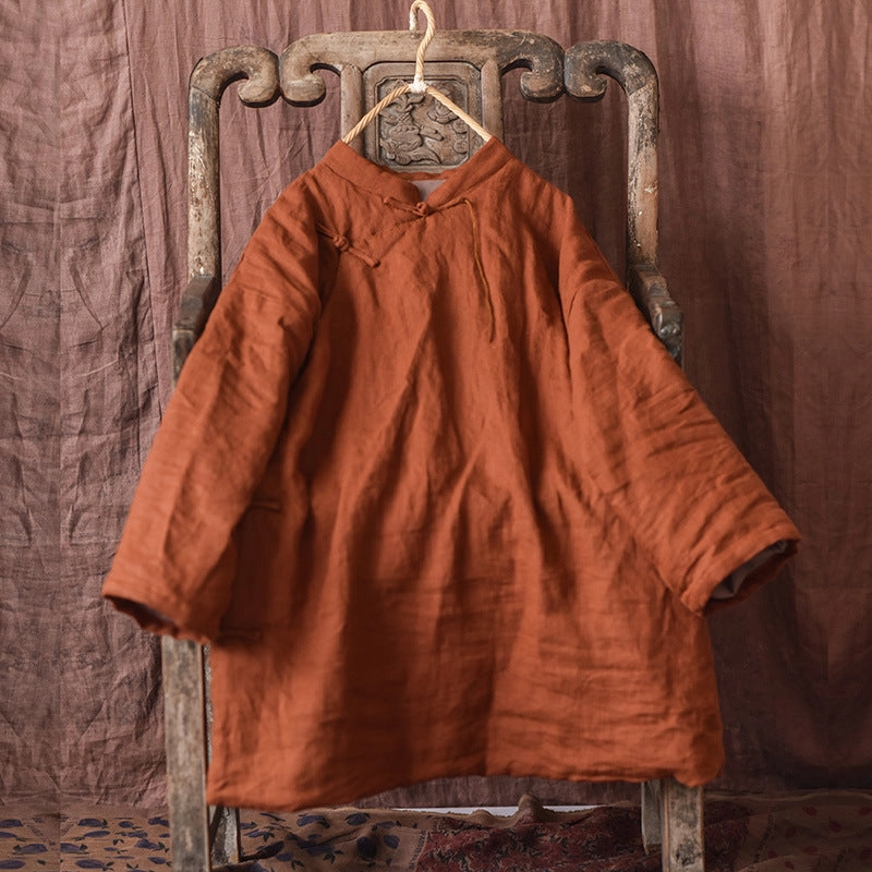 Compression Panels Women Traditional Handmade Frog Button Cotton Coat