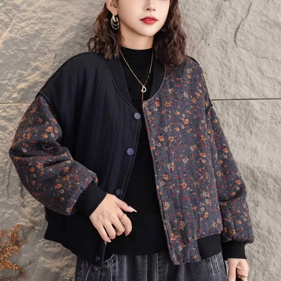 Articulated Ergonomic Fit Women Vintage Cotton Asymmetric Patchwork Washed Coat