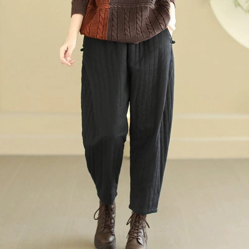 Adaptable Fabric Women Winter Loose Casual Cotton Quilted Pants