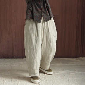 Total Comfort Women Winter Loose Fit Vintage Cotton Linen Trousers