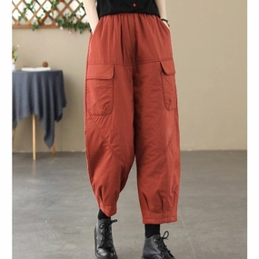 Ultralight Women Winter Loose Quilted Solid Harem Pants