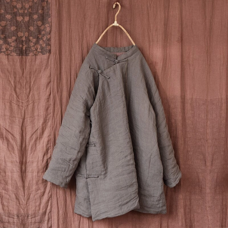 Stretch Material Polarized Sun Protection Women Winter Retro Casual Handcraft Linen Jacket