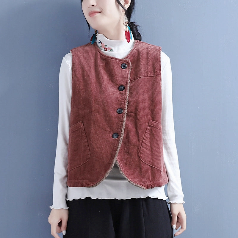 Women Winter Retro Woolen Loose Vest Sun Protective Fabric