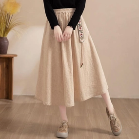 Women Winter Stylish Embroidered Fleece-Lined High-Waist Skirt No Tag