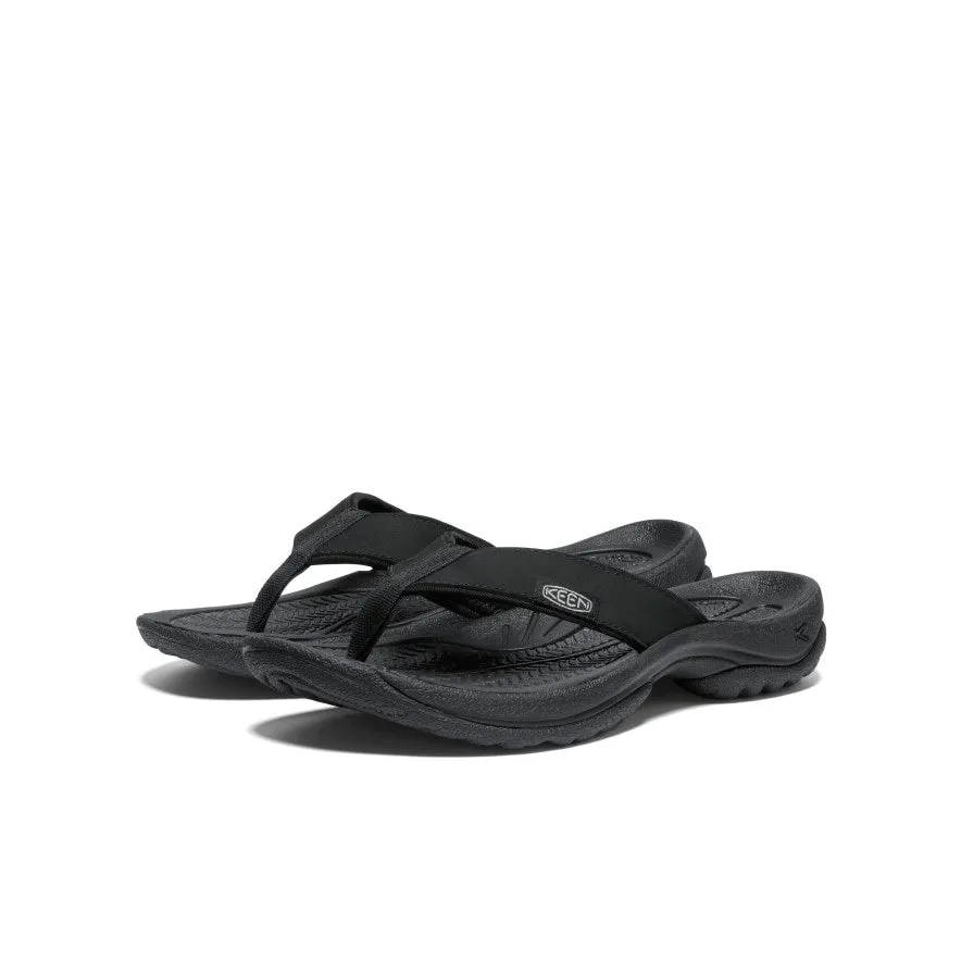 Women's Kona Leather Flip-Flop  |  Black/Vapor Effortless Step