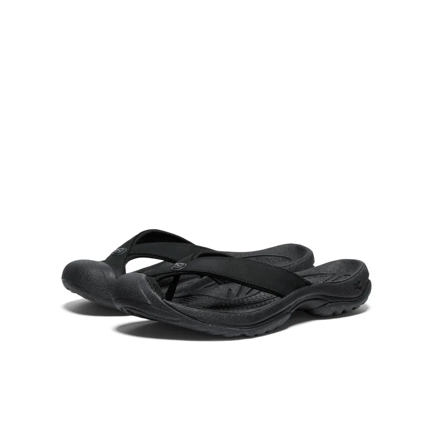 Comfort Motion Women's Waimea Leather Flip-Flop  |  Black/Black