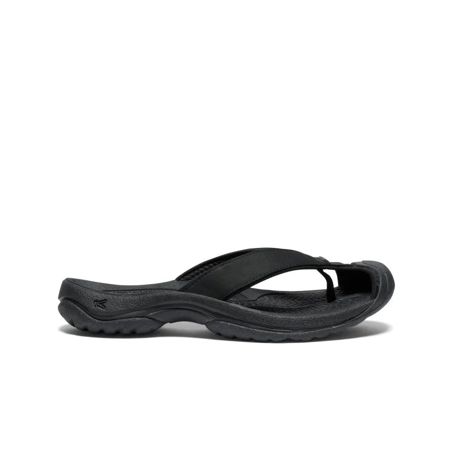 Women's Waimea Leather Flip-Flop  |  Black/Black High Quality Slip On Comfort Travel Step