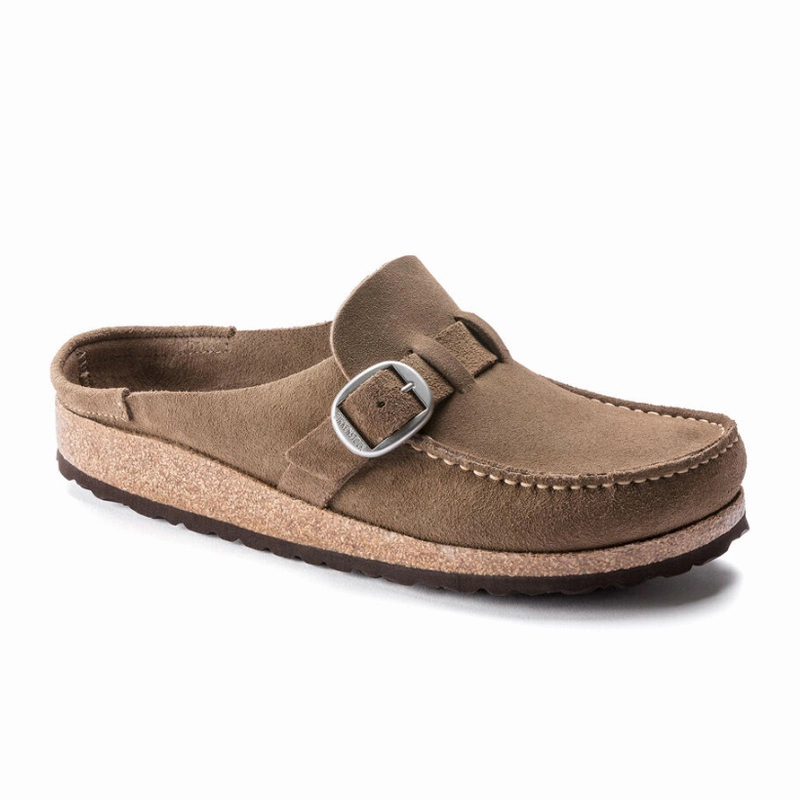 Birkenstock Buckley Clog (Women) - Gray Taupe Suede Minimal Office