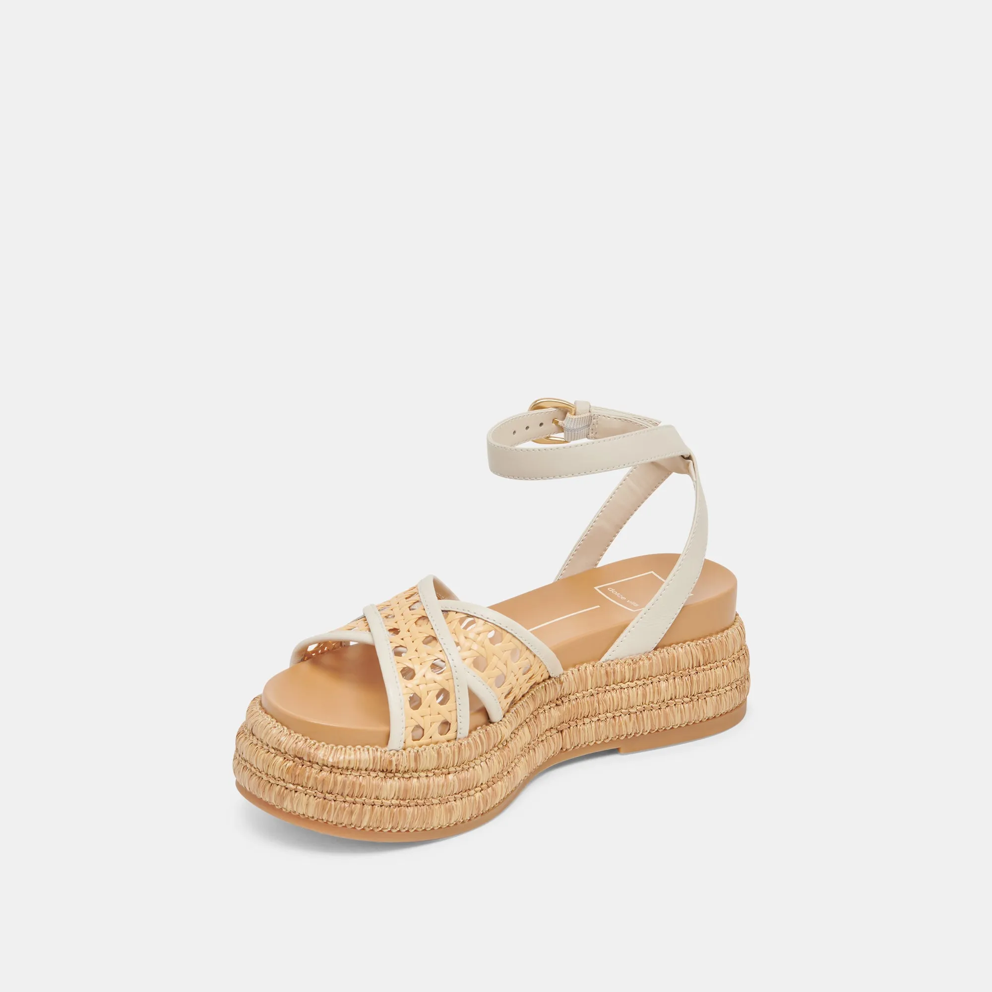Hydrophobic coating Hypoallergenic Lining WRILEY SANDALS CREME WOVEN RAFFIA
