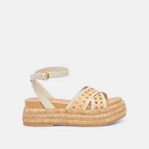 Useful Dynamic Traction WRILEY SANDALS CREME WOVEN RAFFIA
