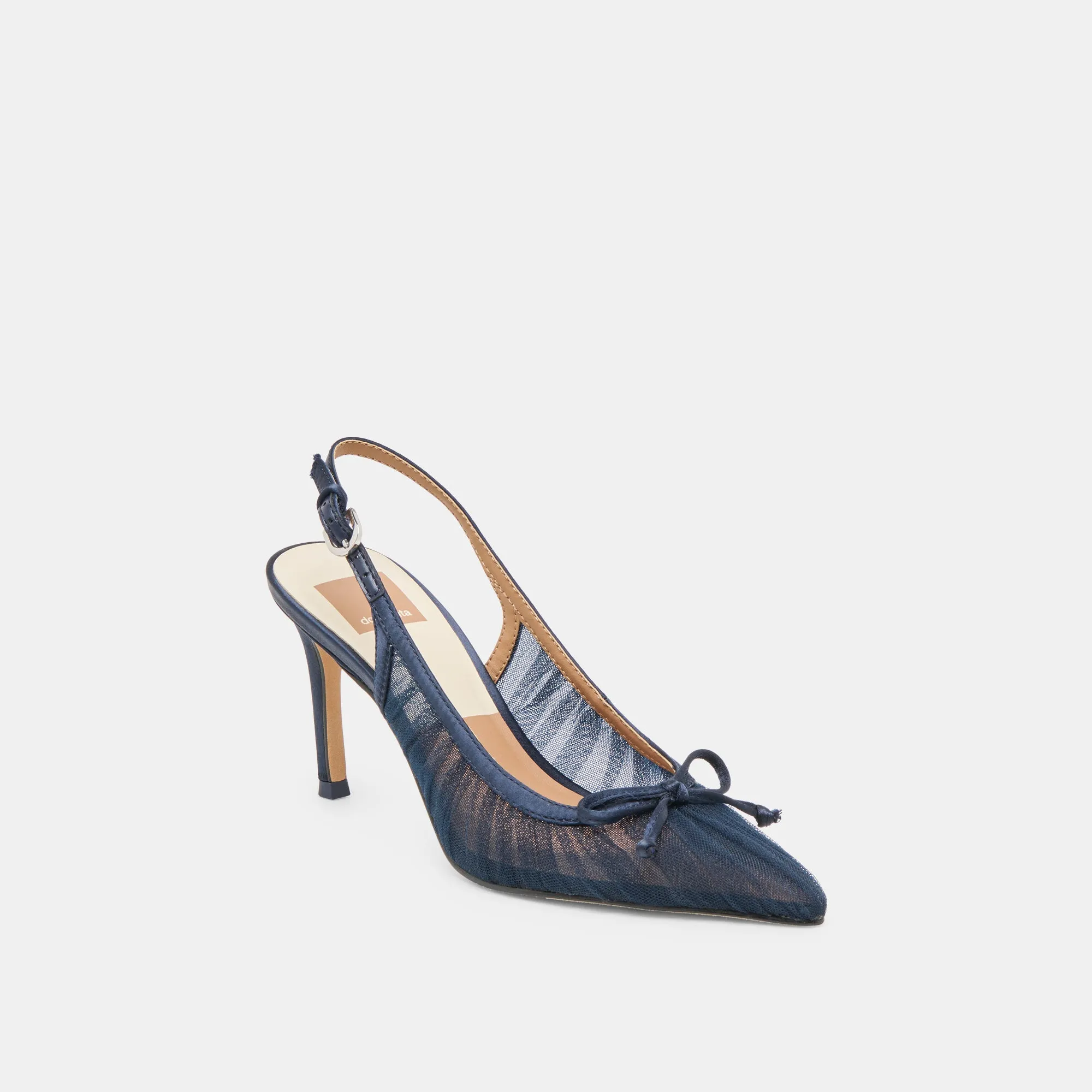 YELA HEELS NAVY TULLE Ventilation Ports Design Slip On Construction