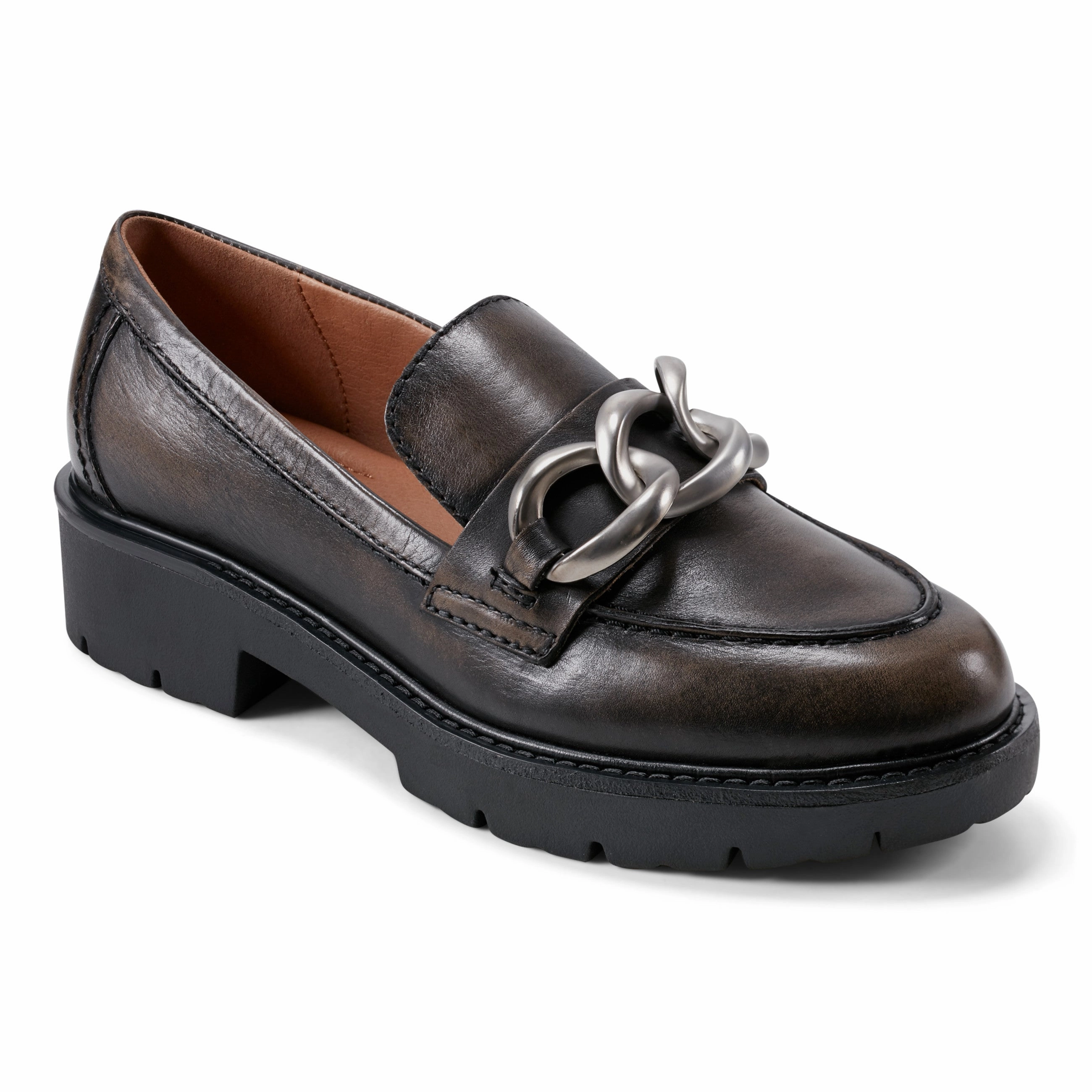 Mature Chic Zalor Round Toe Lug Sole Casual Slip-on Loafers